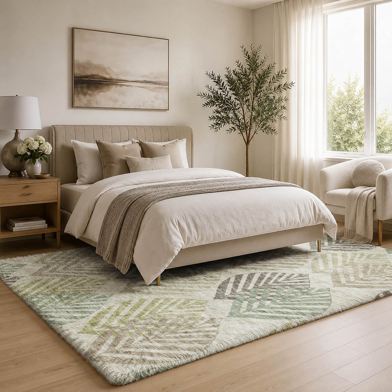 Tapis Dream Shag ADS744 de qualité supérieure, lavable à la machine et à motif floral, Taupe, 3' x 5'