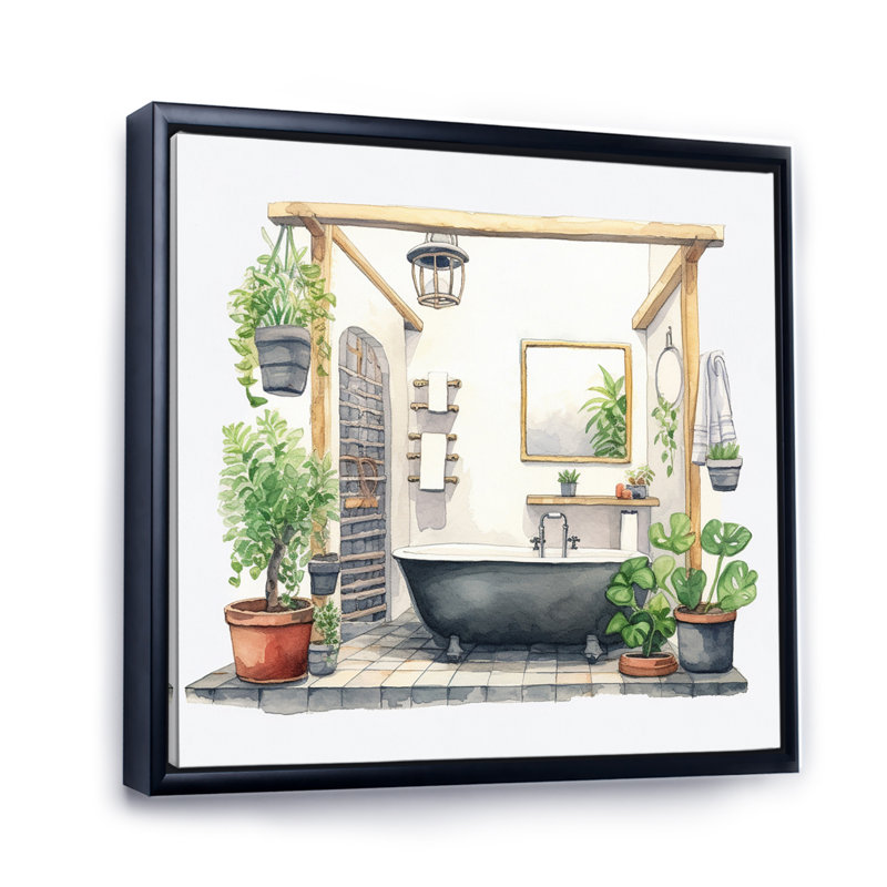 Décor de salle de bain naturel XXXI, Cadre flottant noir, H 16 po x l 32 po x P 1 po
