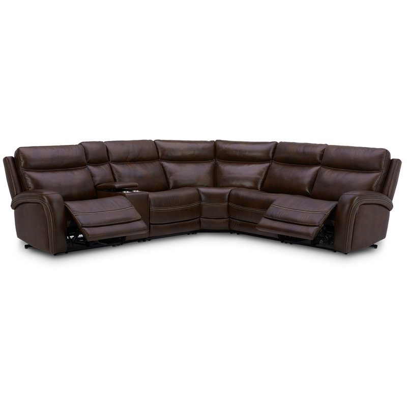 Britaney 130" W 6-Piece Leather Power Reclining Sectional with USB Port