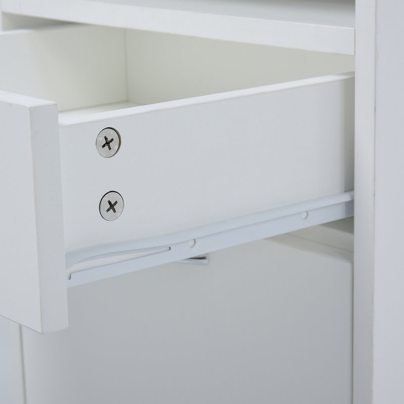 Mobile Storage Cabinet Organizer With Drawer And Cabinet, Printer Stand With Castors, White