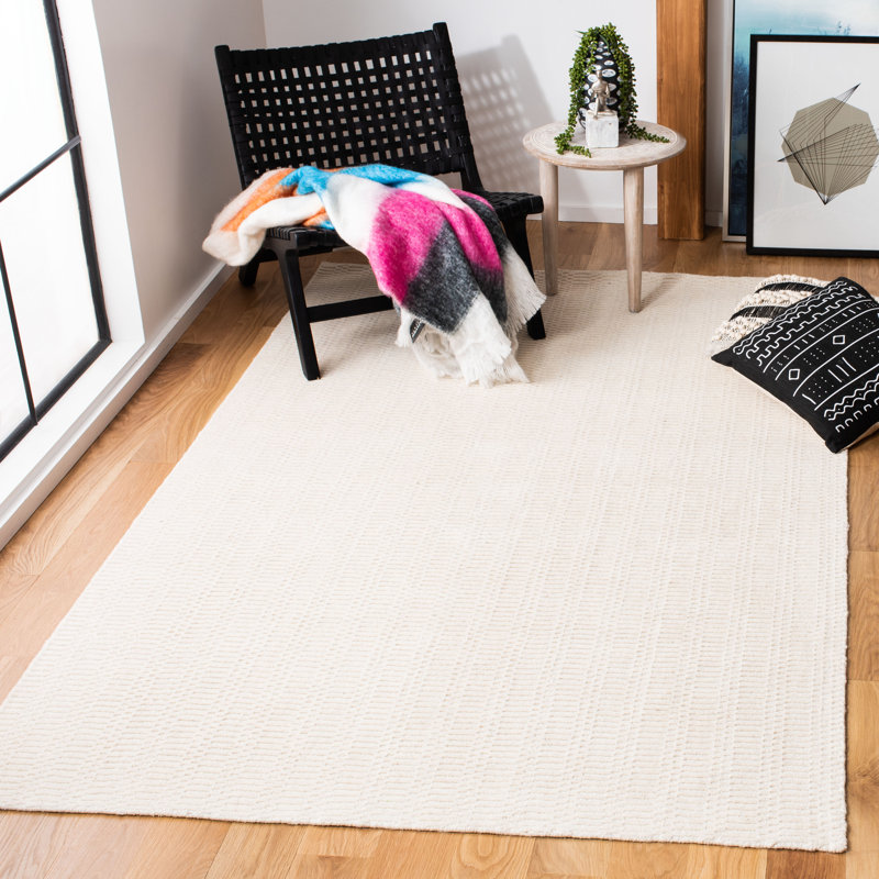 Tapis beige en laine / jute / coton tissé à la main Hafiz, Rectangle 4pi x 6 pi