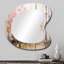 Minimalisme rose et doré forêt - grand miroir mural asymétrique Forest, miroir décoratif de forme unique beige, impression d'art en métal-107230094
