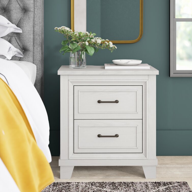 Kaylan 2 Drawer Solid Wood Nightstand in White