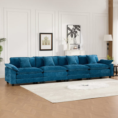 Frank Chenille Upholstered Sectional Sofa with Wider Armrest & Cushions