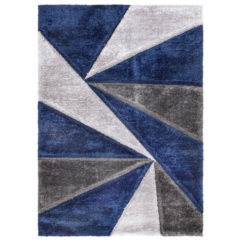 Todi Rug Carpet Runner Mat Geometric Machine Tufted Shag Indoor / Outdoor Area Rug, Rectangle 6'7" x 9'7"