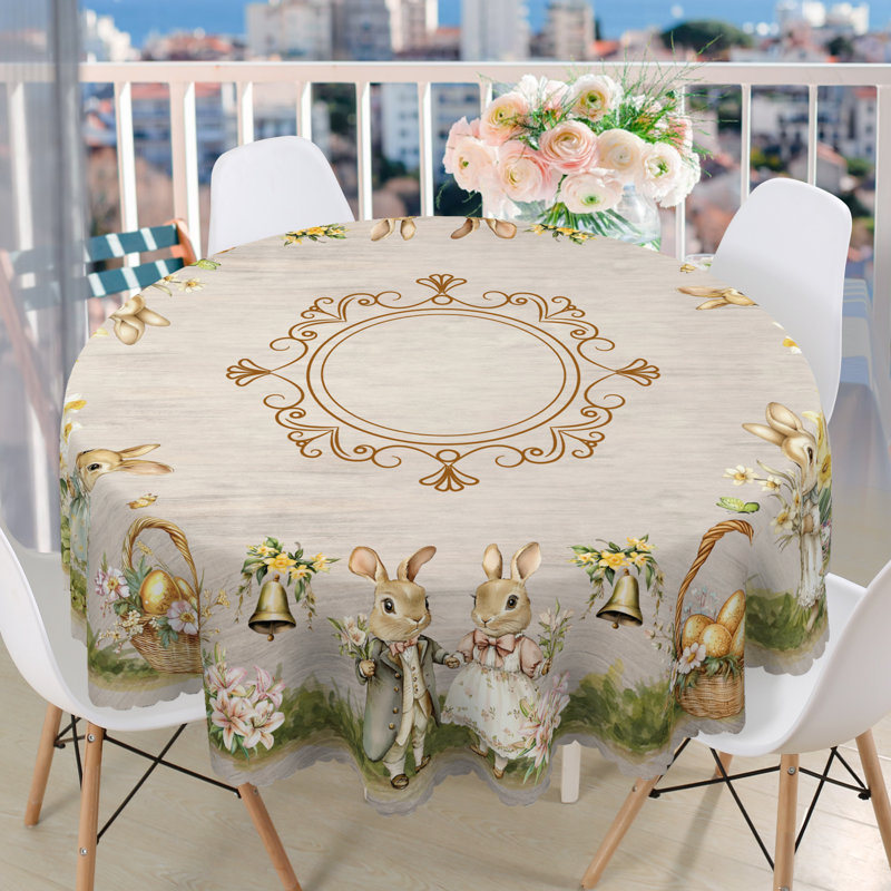 Easter Tablecloth Machine-washable polyester tablecloth, 59.8" Round