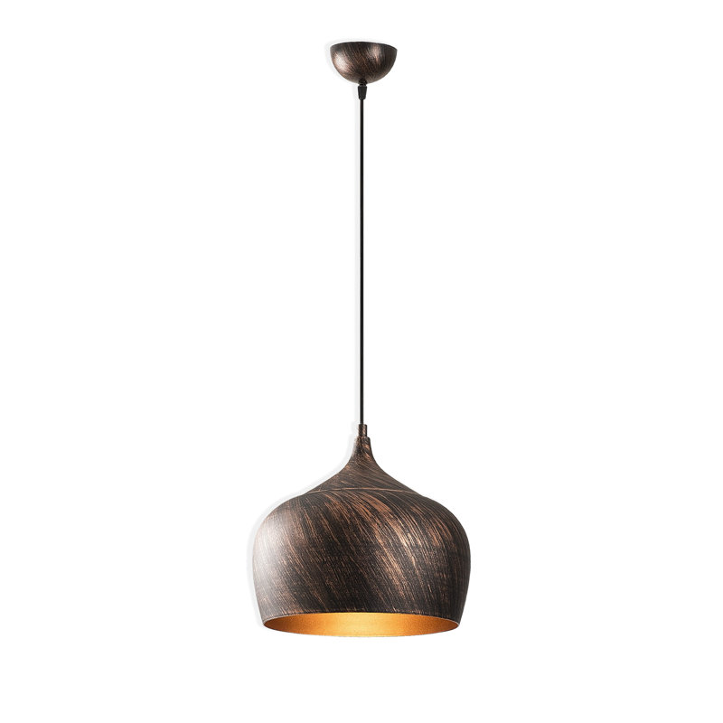 Modern Chandelier, Adjustable Height, Copper & Gold Finish, 11.0 in Diameter x 49.2 in Height | Metal Body, E27 Socket (Max 40W), Includes Setup Instructions | Elegant Scandinavian Design for Home Decor
