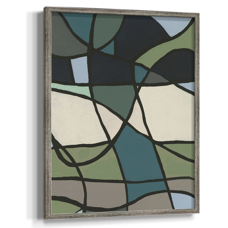 Multicolore vitrail I, reproduction encadrée - bois massif, H 11 po x l 9 po