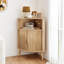 Armoire de coin avec 2 portes cannelées, étagère de coin autoportante pour le salon, la cuisine, la salle de bain-852149688