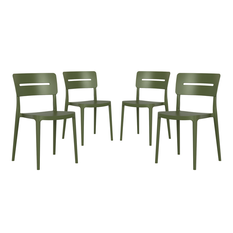 Chaise de salle à manger d'extérieur empilable (ensemble de 4), Vert