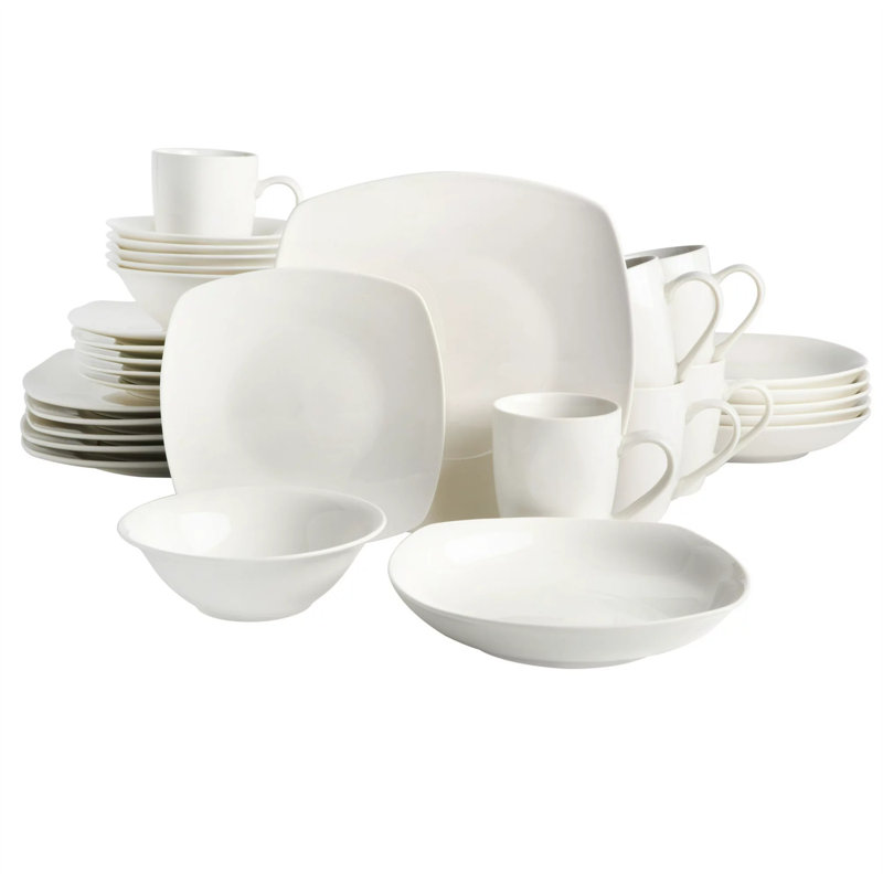 Gibson Home Liberty Hill Porcelain 30-Piece Square Dinnerware Set