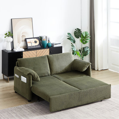 Convertible Bed With 31 Function, Pullout Bed, Corduroy, 2 Pillows, Side Pockets For Office Decoration Sleeper , 64.5 Inch, Adjustable Pullout, Corduroy Upholstery, Storage Living Room Serenity