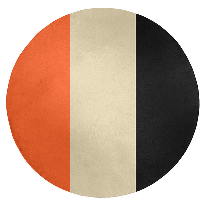 Tapis à rayures orange/crème/noir San Francisco, Rond 5 pi