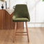 Upholstered Bar Stool with Wooden Legs Modern Counter Stool with Back & Footrest Comfortable Kitchen Island Stool for Home Bar-117671168