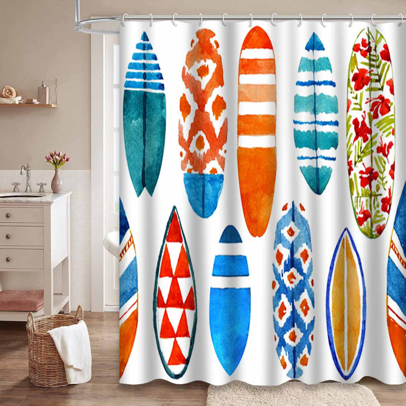 Rideau de douche avec 12 crochets, L 72 po x l 78 po