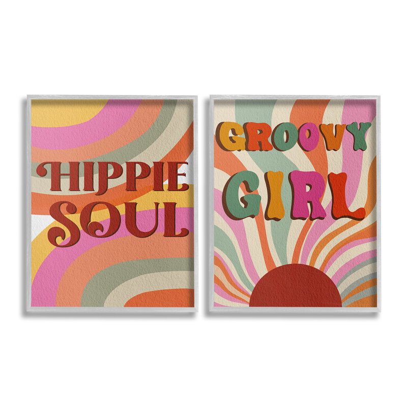 «Groovy Striped Phrases Single Photo Frame» par Regina Moore, 2 pièces sur toile, Estampe numérique Farmhouse
