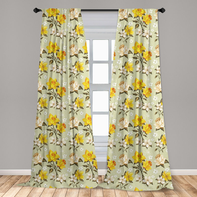 Flower Semi-Sheer Rod Pocket Curtain Panels, 28" x 95"