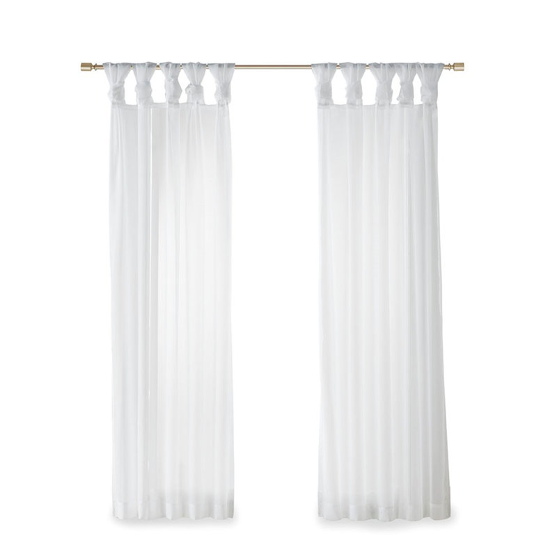 Twist Tab Voile Sheer Window Pair, White, 50" W x 84" L