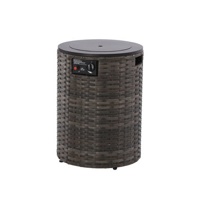 18” Gas Fire Pit Table, 55000 BTU Outdoor Rattan & Wicker Propane Fire Pit Table, with Elegant Black Steel Tabletop and Durable Rattan Wicker Base, for Outside Patio and Garden