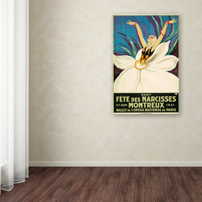 « paris ballet », affiche rétro sur toile tendue, H 32 po x l 22 po