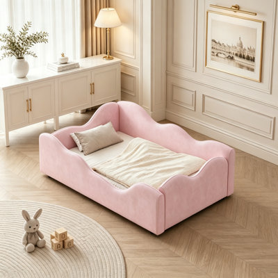 Upholstered Toddler Bedwith Safety Guardrails