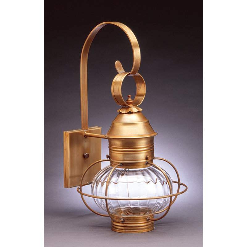 Onion 1-Light Outdoor Wall Lantern, Clear, Dark Brass