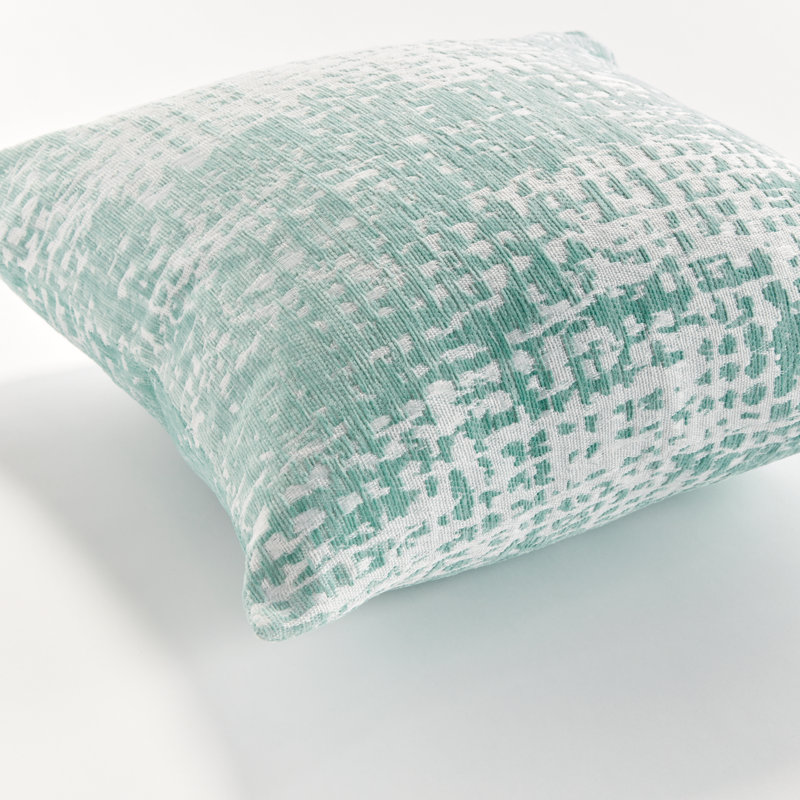Hana Polyester Indoor/Outdoor Pillow Cover & Insert, Square 24" x 24", Seafoam