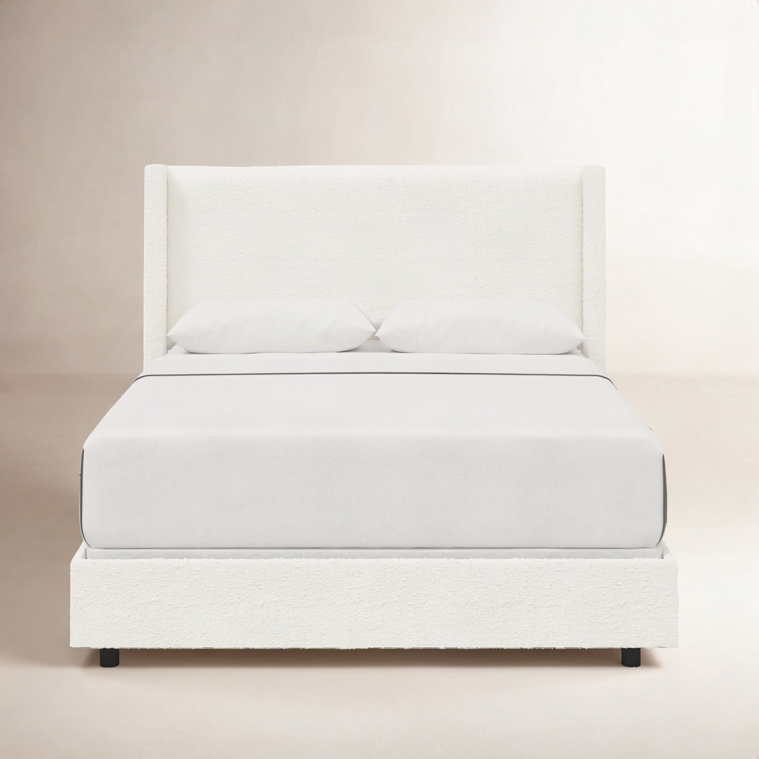 Hanson Upholstered Wingback Bed, King, Classic Snow Boucle
