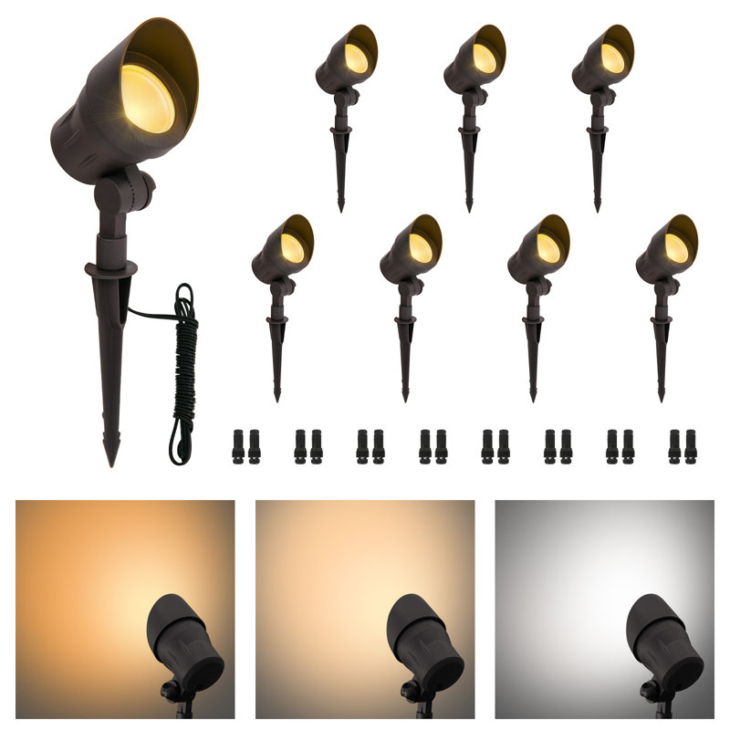 Modern Low Voltage Outdoor Lighting - 3CCT Adjustable Landscape Spotlights with Flexible Angle Design