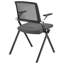 Chaise visiteur Despina empilable en tissu gris avec dossier en filet et cadre noir mat-104761018-104761023