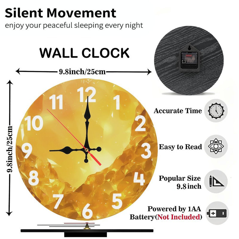 Horloge sur cristaux jaunes
