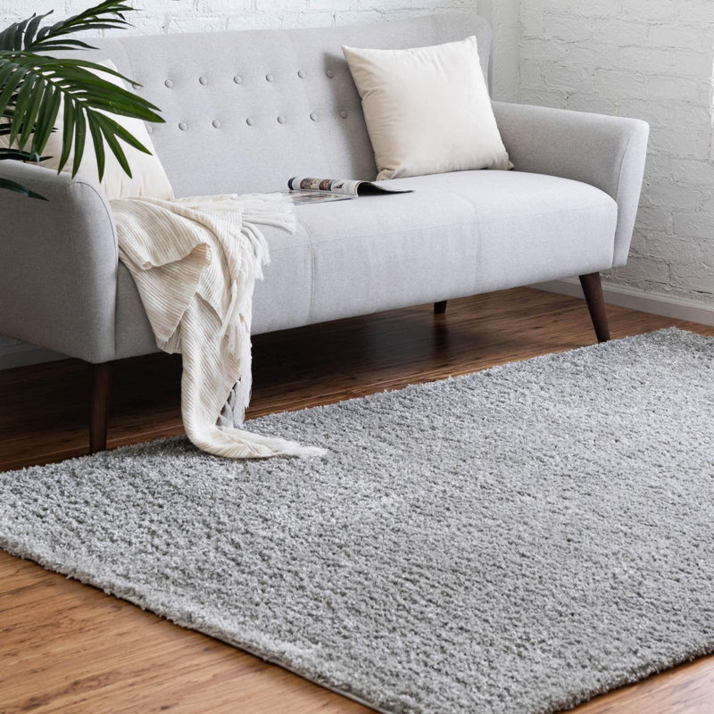 Area Rug, Rectangle 9'10" x 13'1", Light Gray