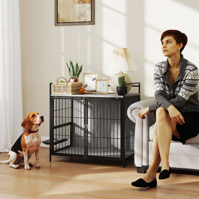 Wood Pet Furniture Style Crate with 2 Doors