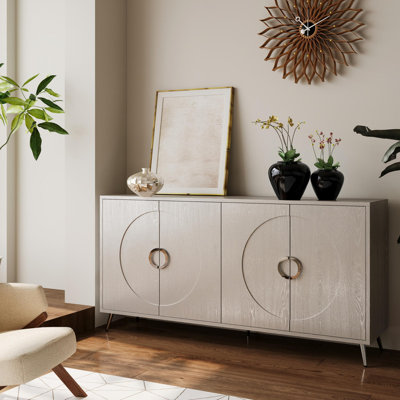 Modern Lacquered 4-Door Wooden Cabinet, Sideboard Buffet Server with Ample Storage for Living Room, Entryway, Hallway, Office, Kitchen and Dining Room