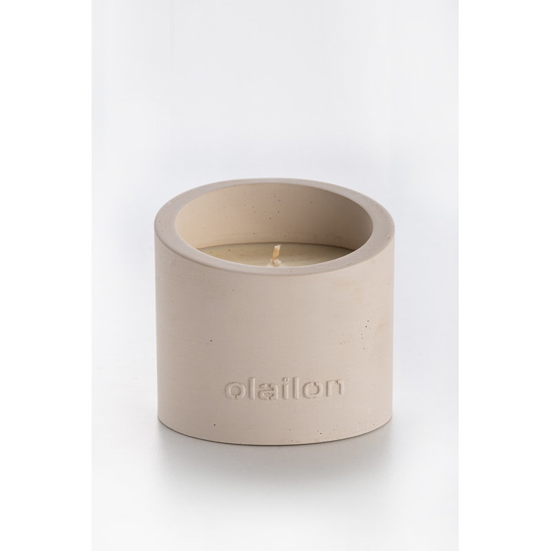 Bougie parfumée ambre élégante, contenant 100% béton, 3,3 po de diamètre x 3,1 po de hauteur | Mélange de paraffine et de soja | Couleur beige | Idéal pour la décoration intérieure, la détente et les cadeaux | Parfum durable
