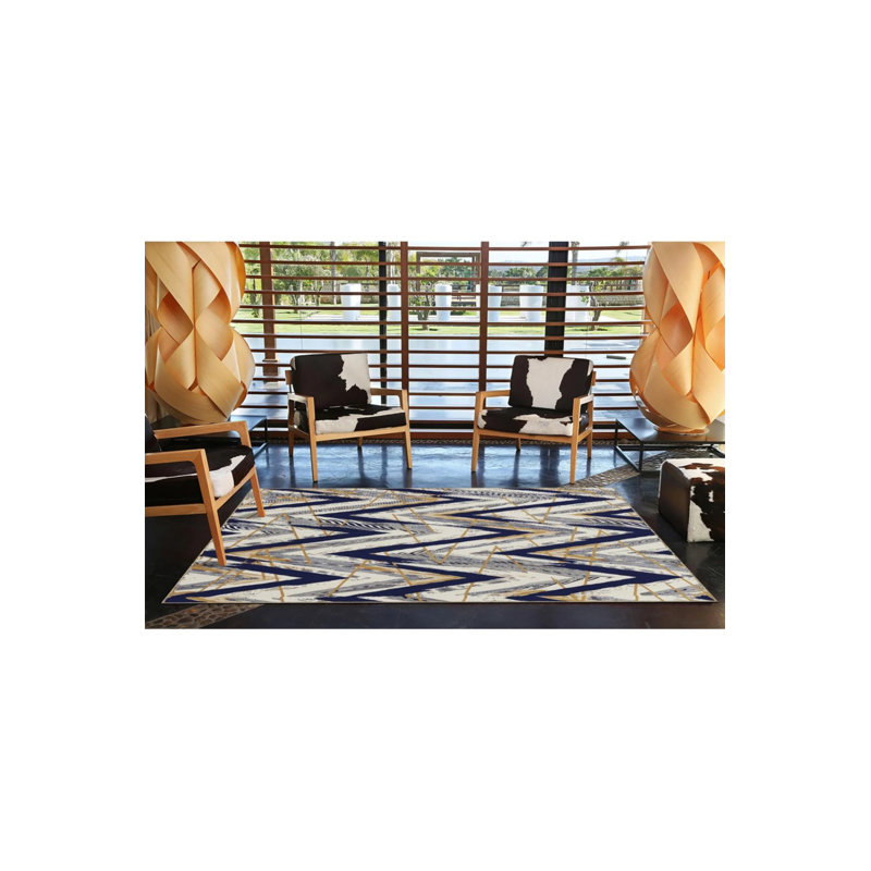 Tapis lavable à rayures croisées et à motif de losanges, Rectangle 2 pi 4 po x 4 pi