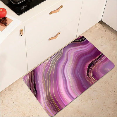 Diatomaceous Earth Bath Mat,Elegant Pink and Purple Agate Non-Slip Volume Super Absorbent Fast Drying Eco-Friendly Easy to Clean for Bathroom Kitchen Door mat 16×24Inch (40 * 60cm)