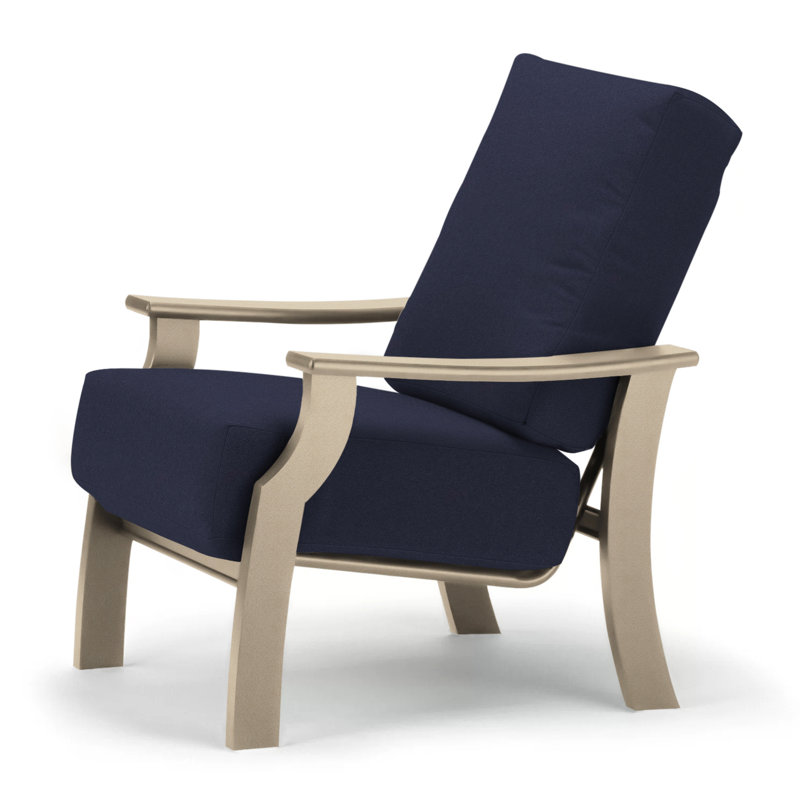 St. Catherine Outdoor Lounge Chair, Textured Snow, Canvas Navy Sunbrella® Canvas