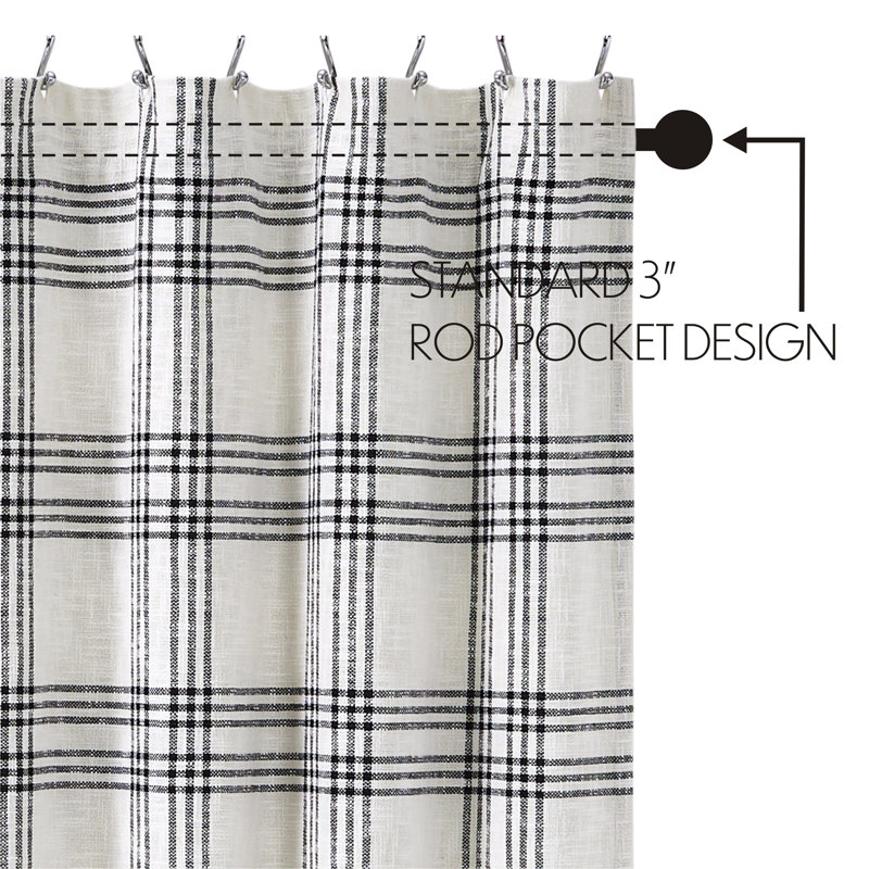 Black and White Plaid Cotton Shower Curtain 72x72