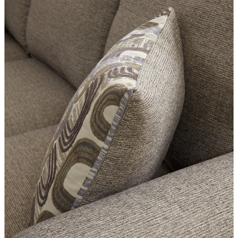 Canapé et méridienne réversible en chenille de 91,5 po de largeur Dilimar, Taupe, Taupe / géométrique