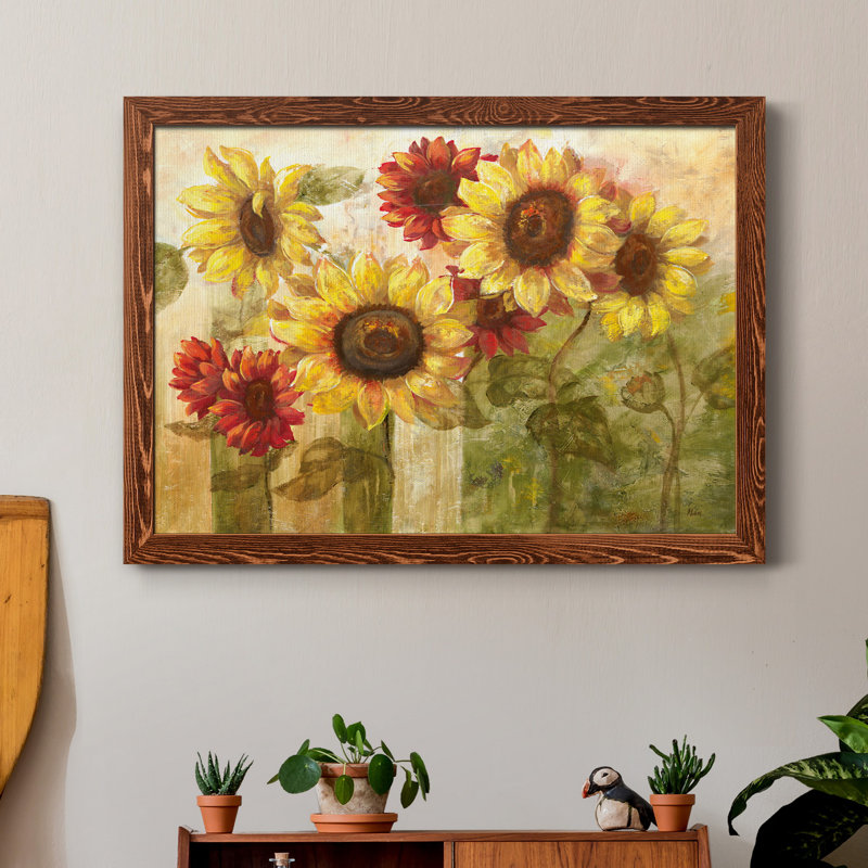 Tournesol délice - Cadre photo, reproduction d'art sur papier, H 31 po x l 44 po x P 1 po, Érable