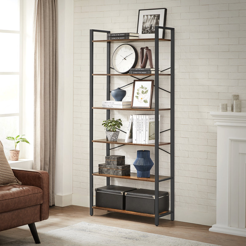 Keemon Etagere Bookcase, Brown/Black, (6 Tier) 73.2" H x 31.5" W