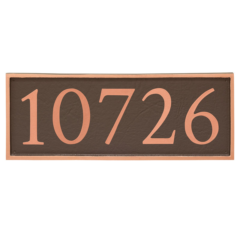 Serif 1-Line Wall Address Plaque, Copper, Copper, Yes