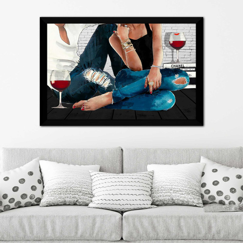 Casual Couple 1 (Horizontal) par By Jodi - impression, Cadre noir, H 33,5 po x l 49,5 po x P 1 po