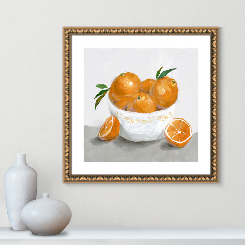 Abbaye «Oranges» par Isabelle Z - reproduction d'art, Papier avec cadre à perles dorées, H 24,75 po x l 24,75 po x P 1,13 po