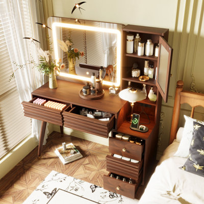 Meuble-lavabo moderne 45,9 po avec miroir à DEL et armoire de courant