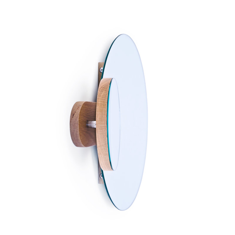 Eclipse Oak Round Wall Mirror, Natural Oak