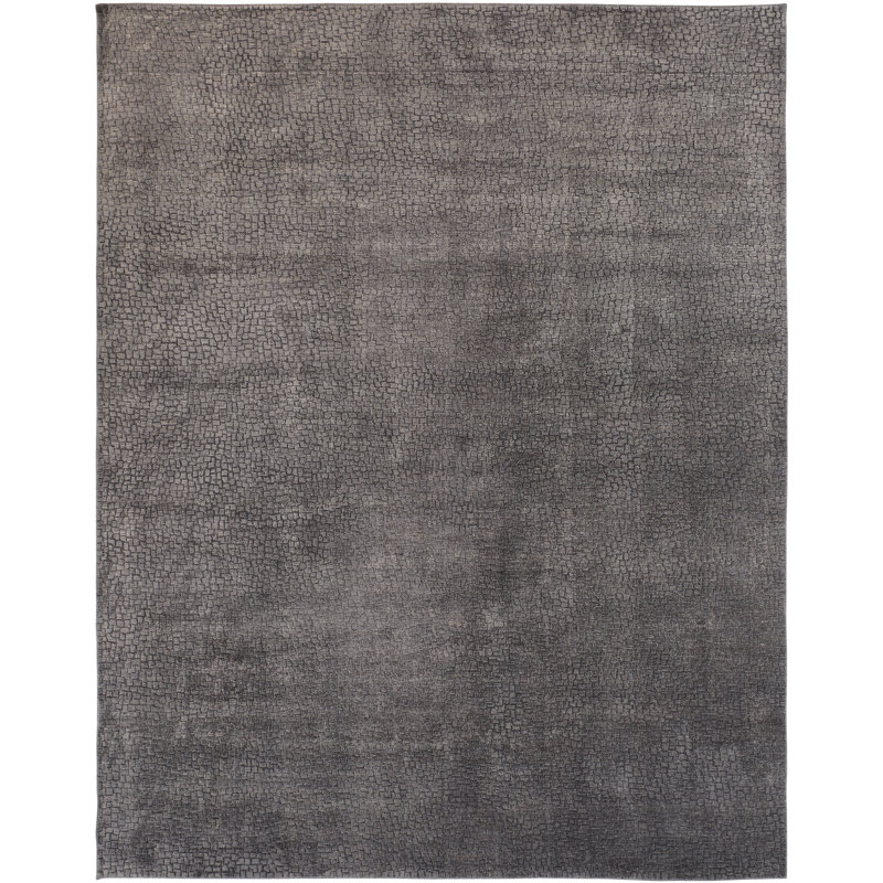 Tapis gris tissé à la main Noelle, Rectangle 8 pi 6 po x 11 pi 6 po