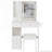 29.2" Small Size Left Drawer Desktop Vanity Table with Cushioned Stool and Power Station,Sliding LED Mirror-1778294772