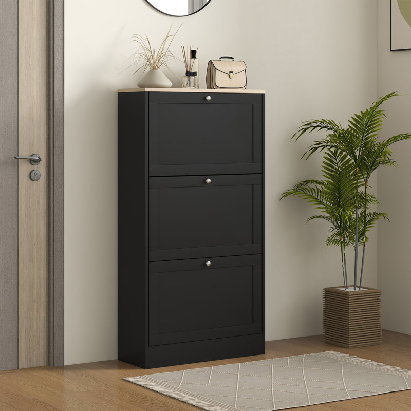 Armoire de rangement étroite à chaussures pour hall d'entrée HOMcom avec 3 tiroirs rabattables et tablettes réglables